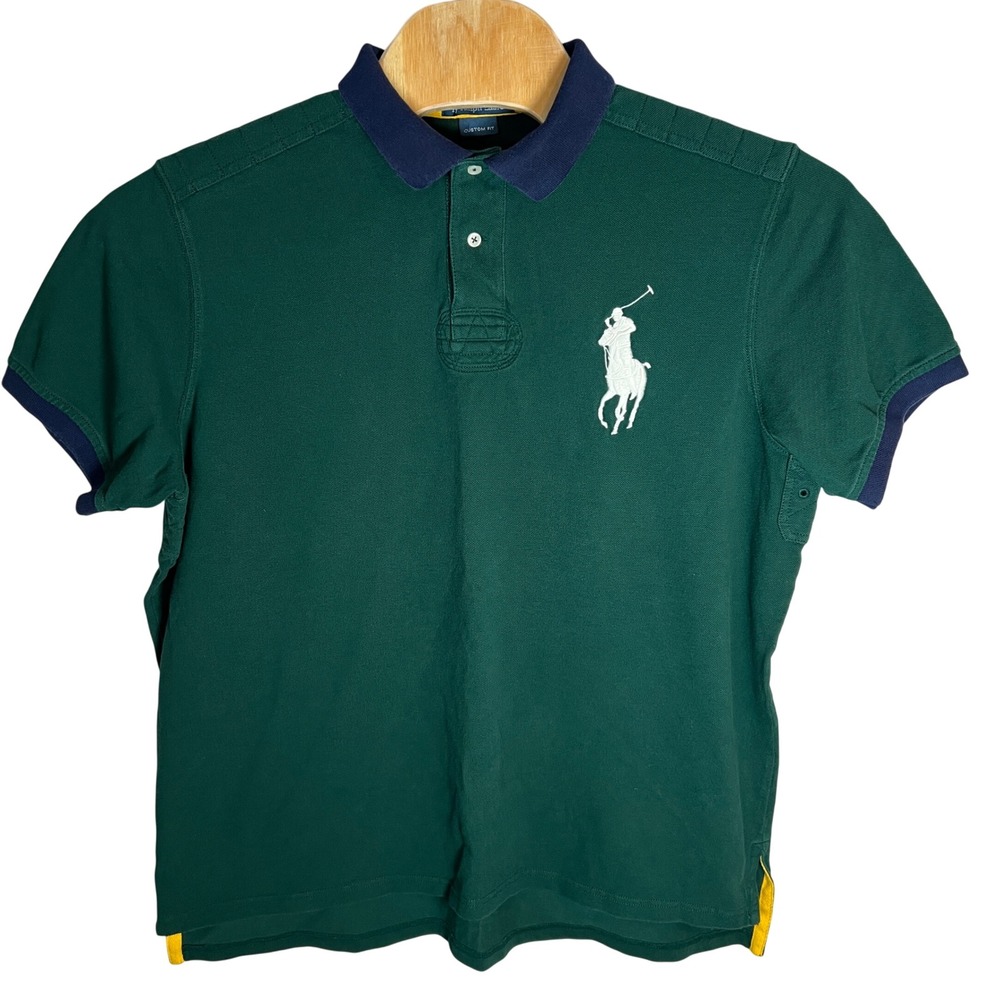 Polo Ralph Lauren Big Pony Polo Shirt Mens XXL Green Custom Fit Short Sleeve Y2K - Picture 2 of 8